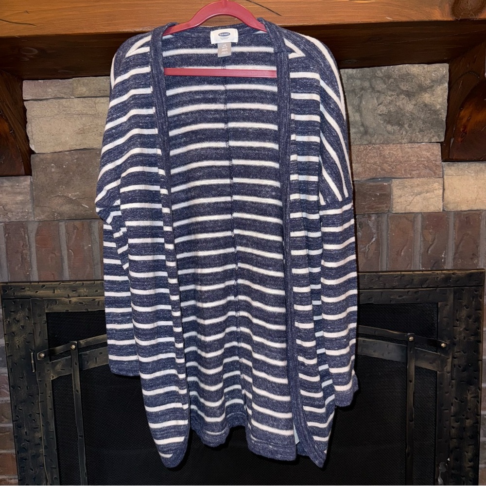Old Navy Blue and White Striped Cardigan